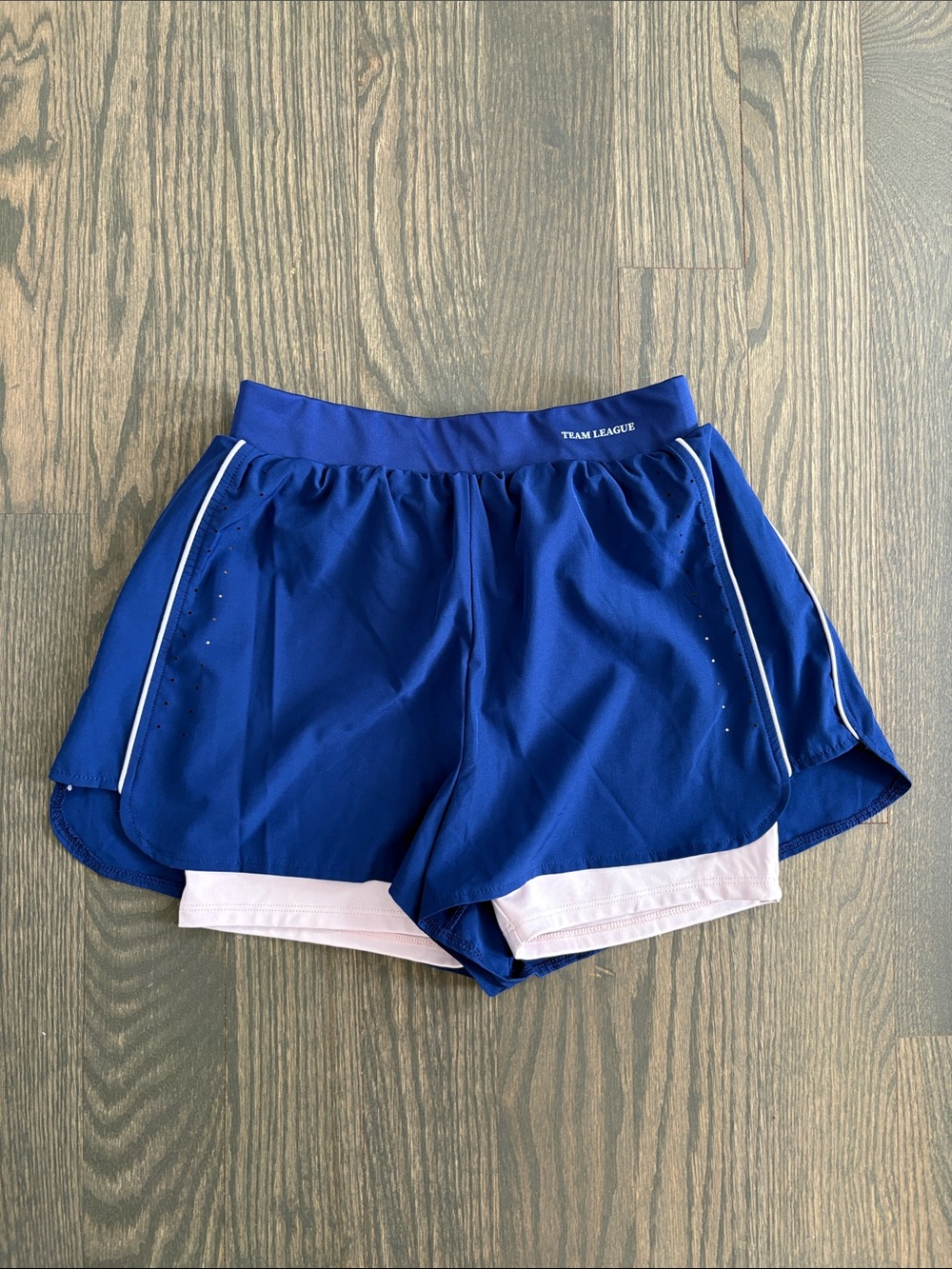 League Blue Athletic Shorts with Pink Inner Liner